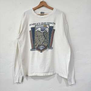 Vintage 90s Harley Davidson 3D Emblem Bald Eagle Long Sleeve Tee - Size XL
